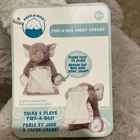 Spin Master Gund Peek a Boo Gray Elephant Animated Stuffed Animal Plush 10" NEW - Picture 3 of 11
